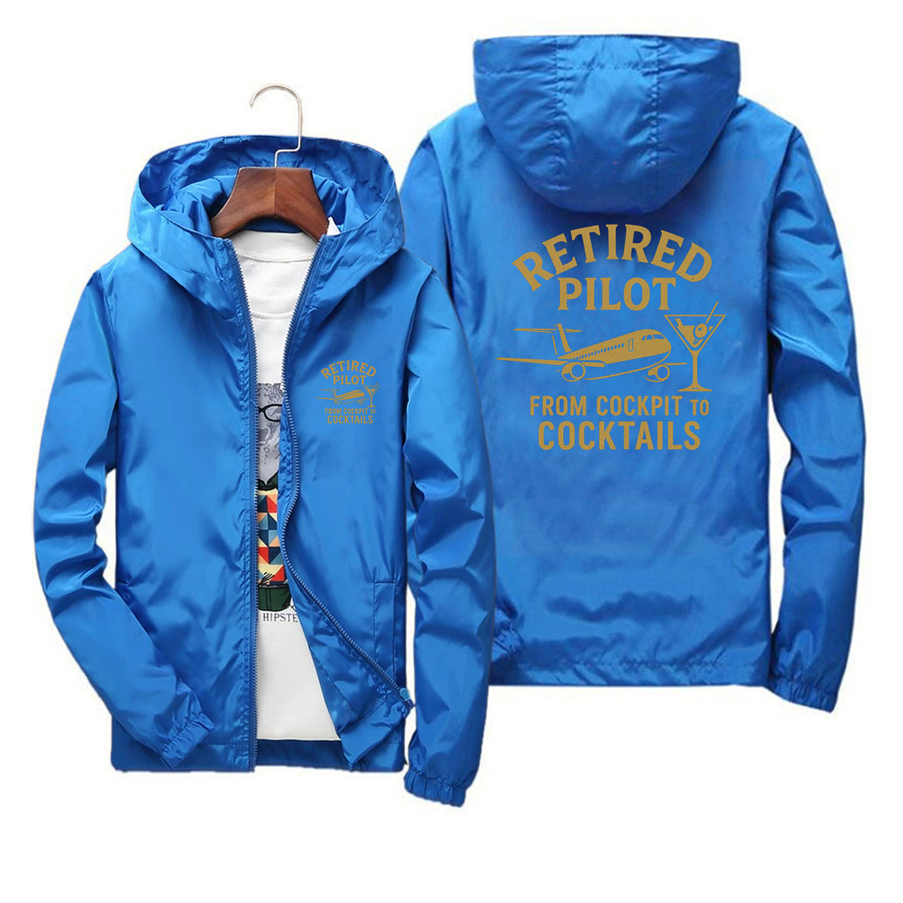Retired Pilot & Coctails Designed Thin Windbreaker Jackets
