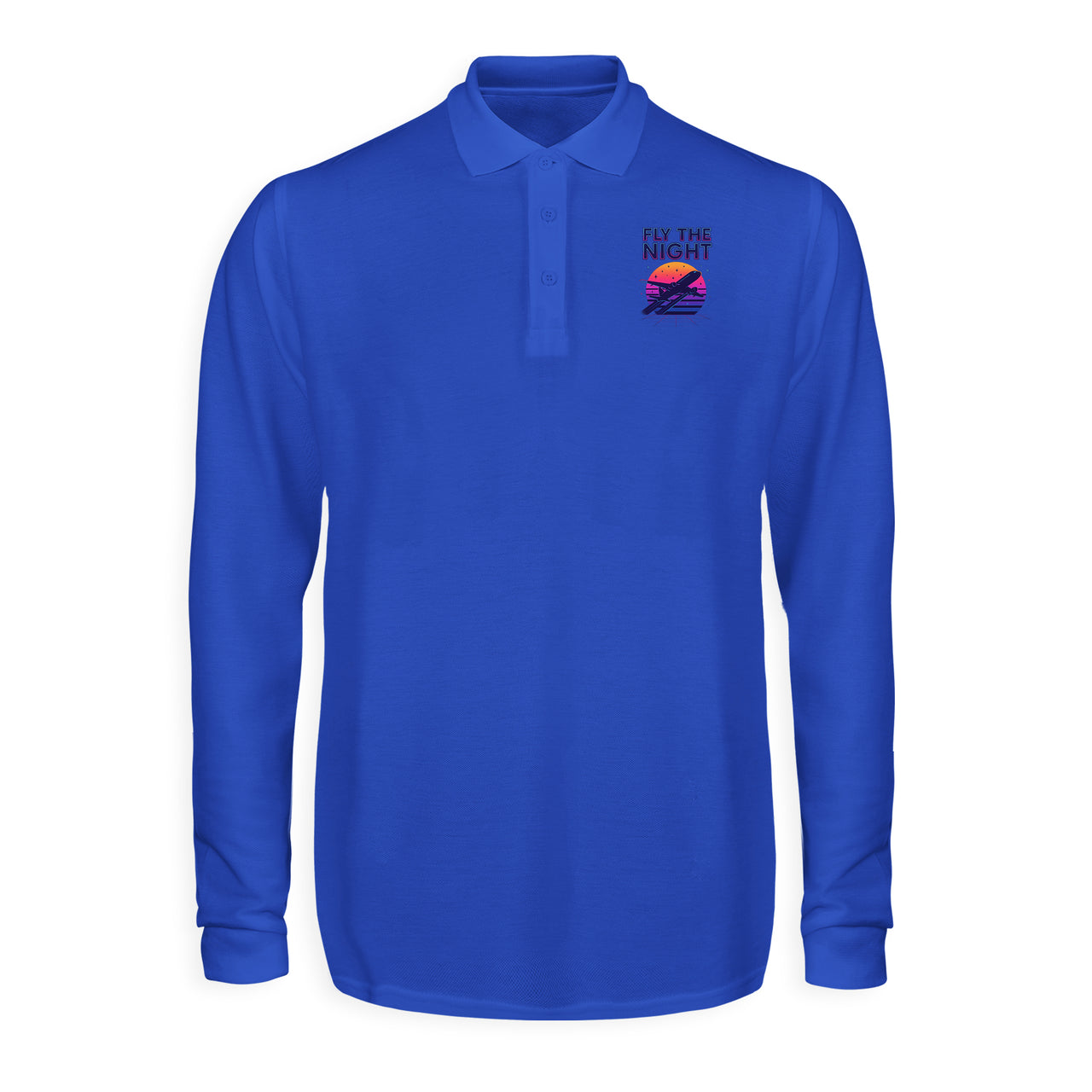 Fly The Night Designed Long Sleeve Polo T-Shirts