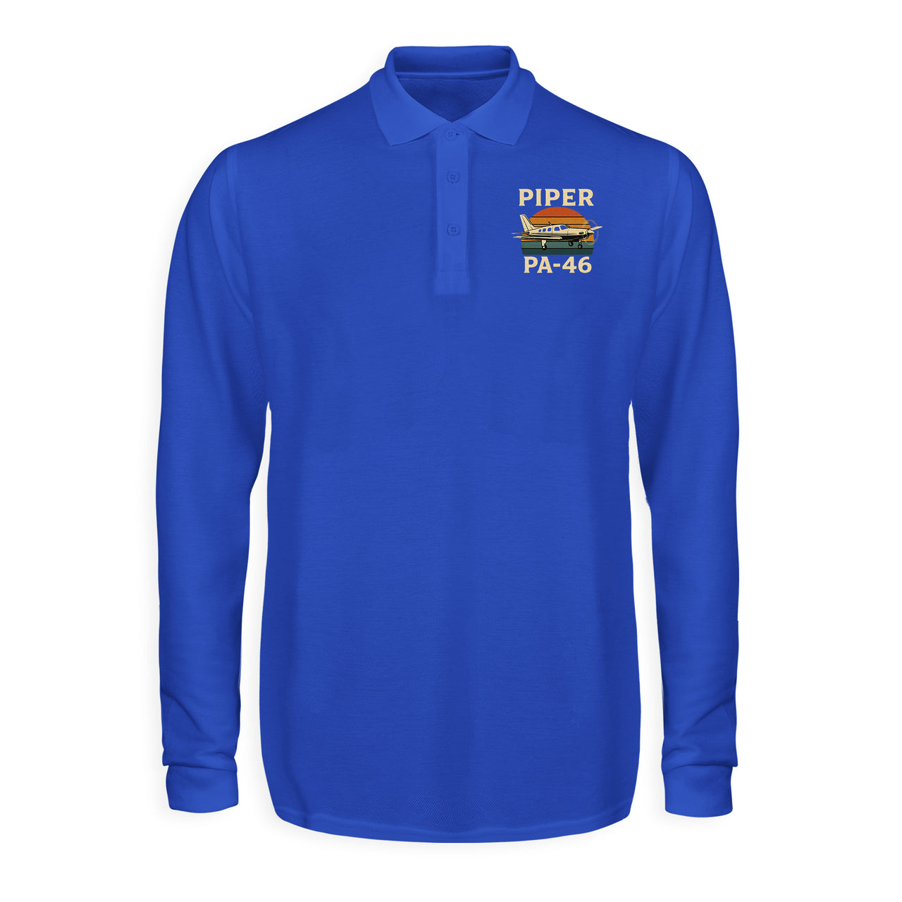 Retro Piper PA-46 Designed Long Sleeve Polo T-Shirts