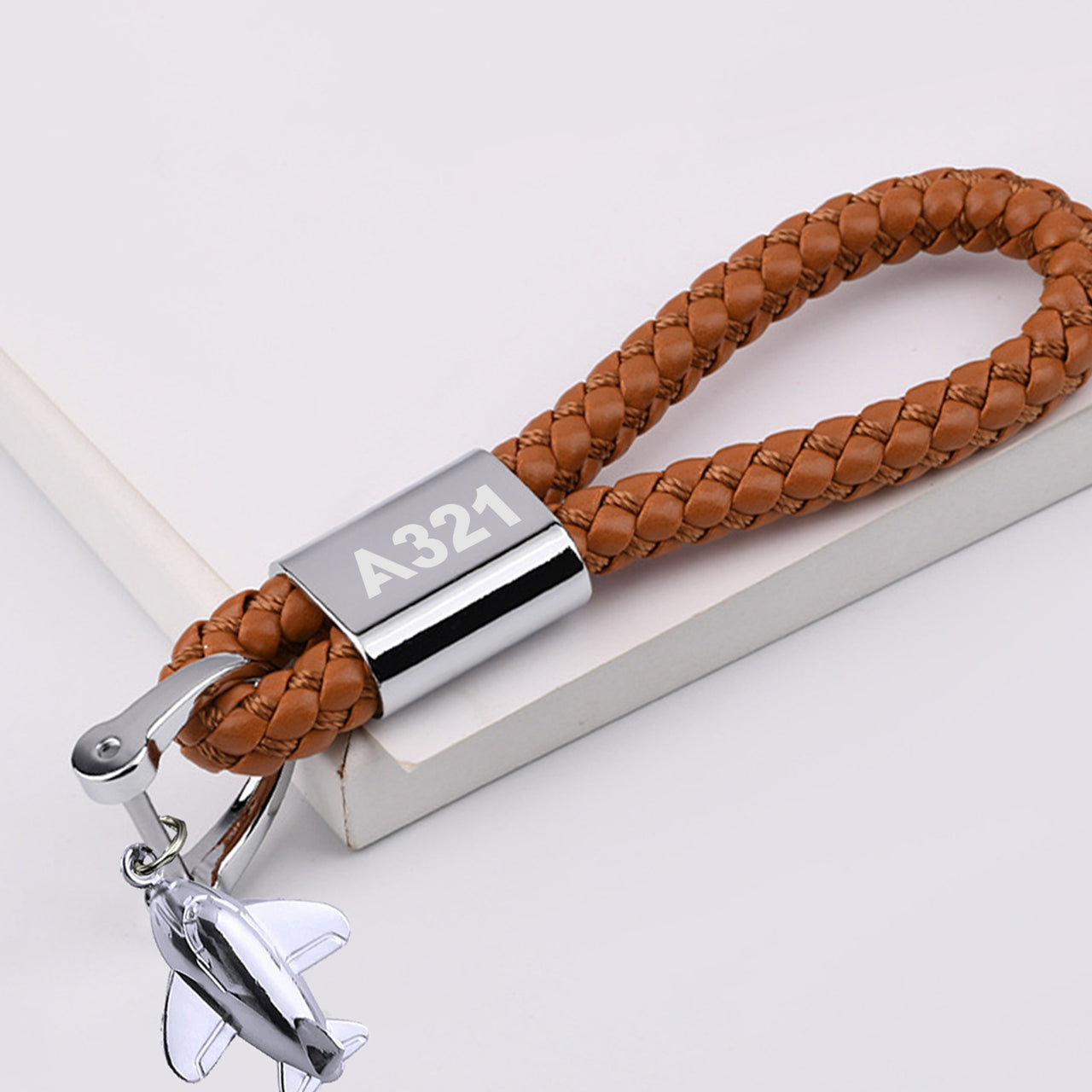 A321 Flat Text Designed Leather Car Key Chains