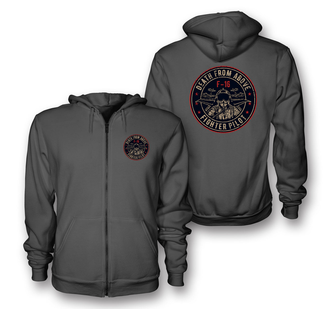 Fighter Jet 16 - Death From Above Designed Zipped Hoodies