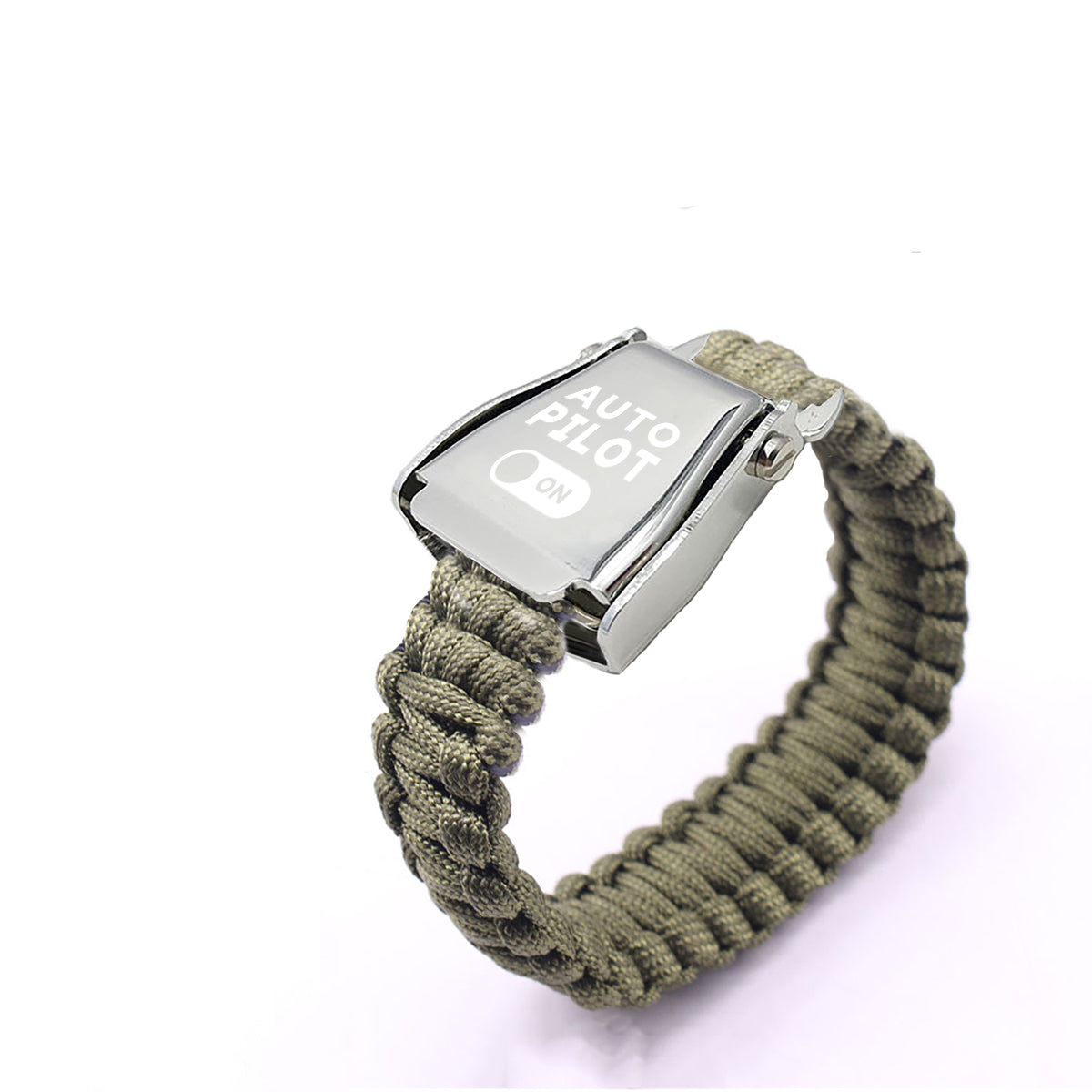 Auto Pilot ON Design Airplane Seat Belt Bracelet