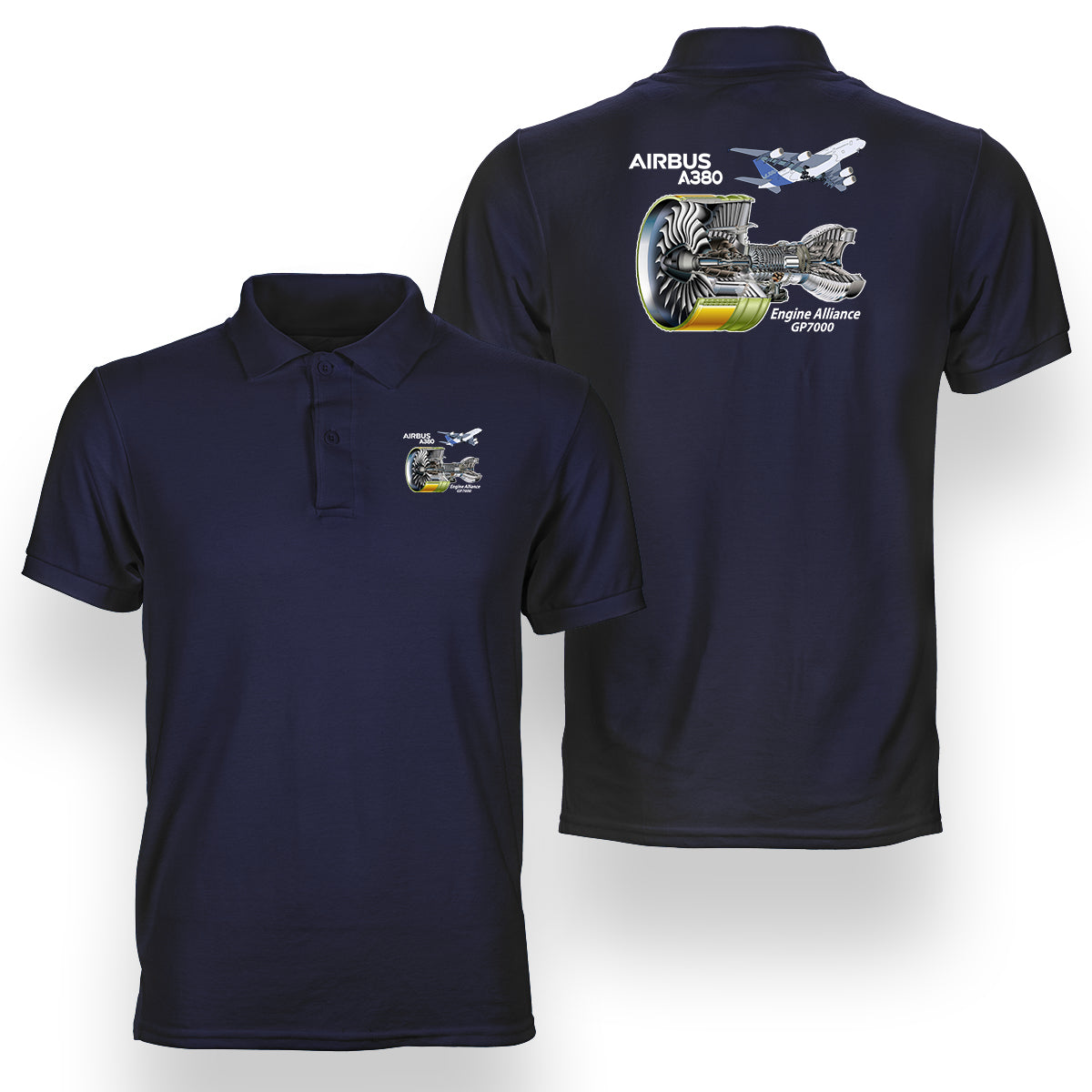 Airbus A380 & GP7000 Engine Designed Double Side Polo T-Shirts