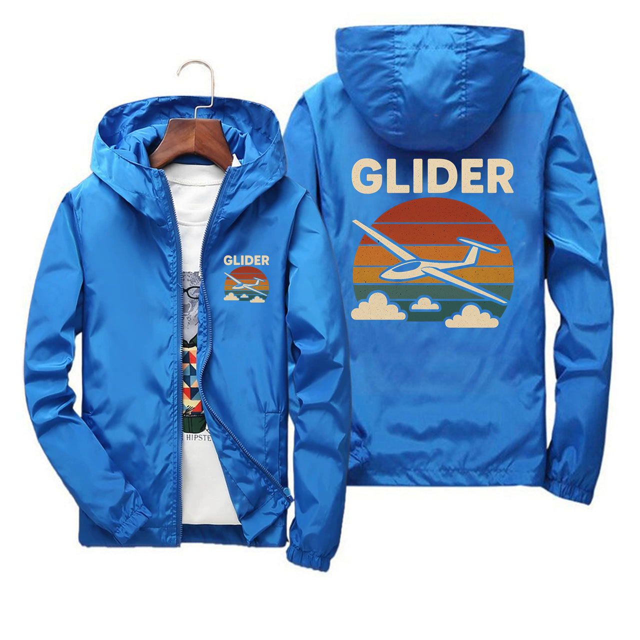 Retro I Love Gliding Designed Thin Windbreaker Jackets