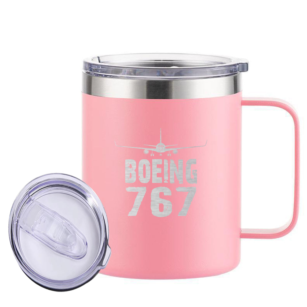 Boeing 767 & Plane Designed Stainless Steel Laser Engraved Mugs