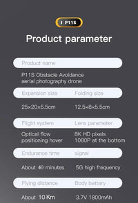 Thumbnail for P11S Drone: 8K HD Dual-Camera, 4-Way Obstacle Avoidance, Optical Flow & ESC - view 14