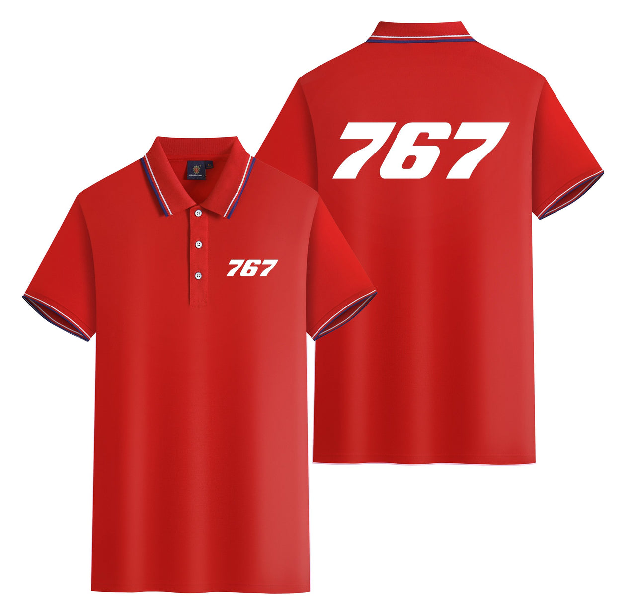 767 Flat Text Designed Stylish Polo T-Shirts (Double-Side)