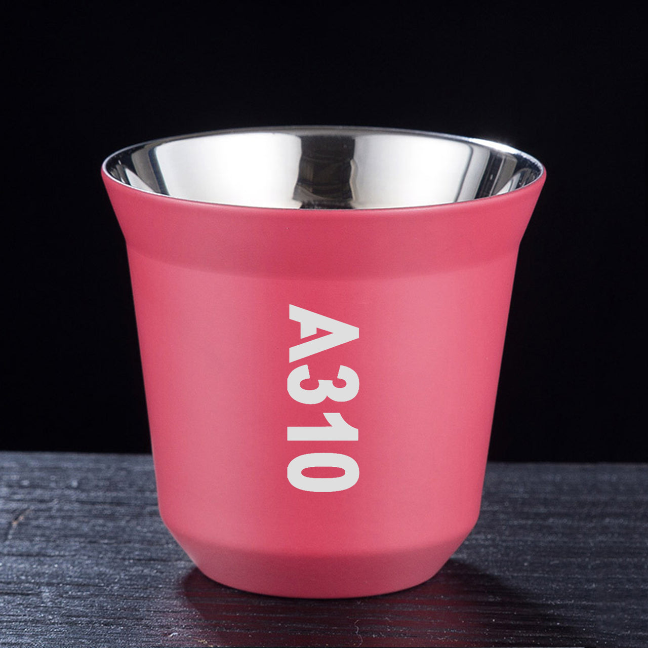 A310 Text Designed Double Wall Stainless Steel Coffee Mugs