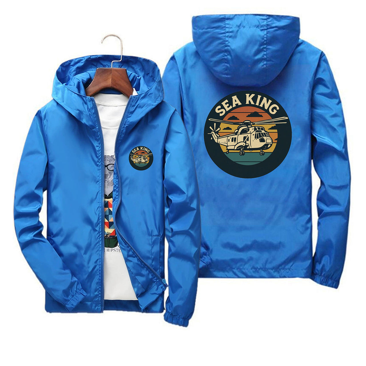 Sea King Helicopter Designed Thin Windbreaker Jackets