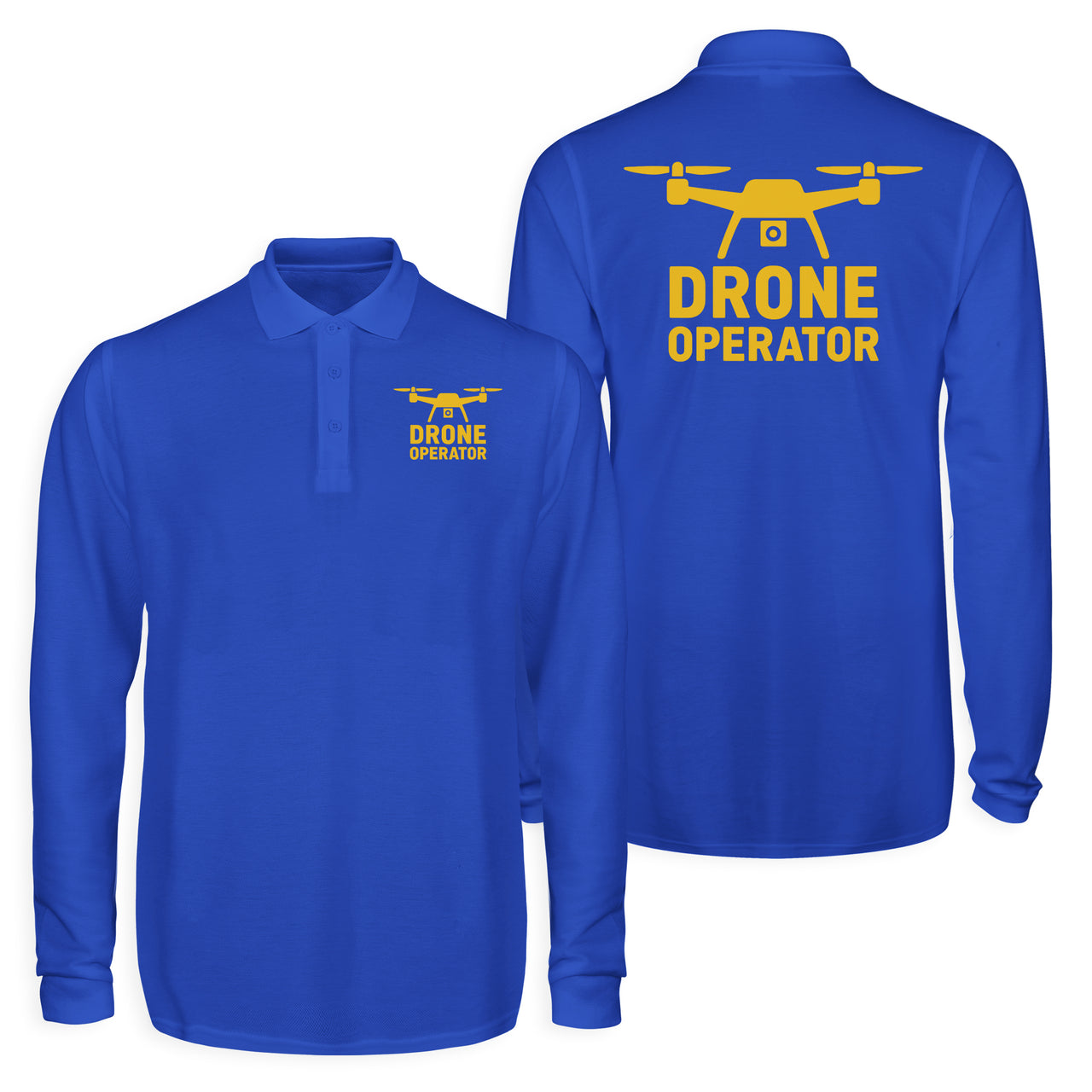 Drone Operator Designed Long Sleeve Polo T-Shirts (Double-Side)