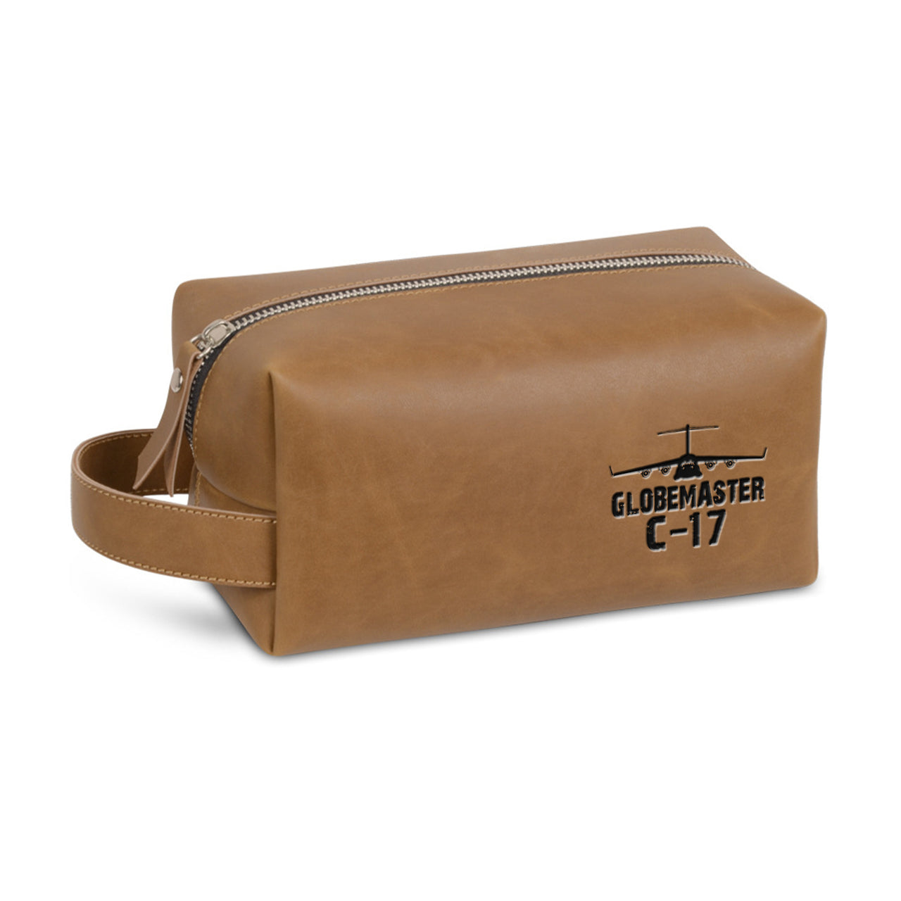 GlobeMaster C-17 & Plane Designed Leather Clutch Toiletry Bag