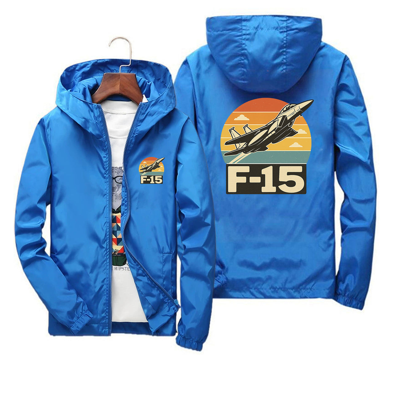 Retro Fighter Jet F15 Designed Thin Windbreaker Jackets