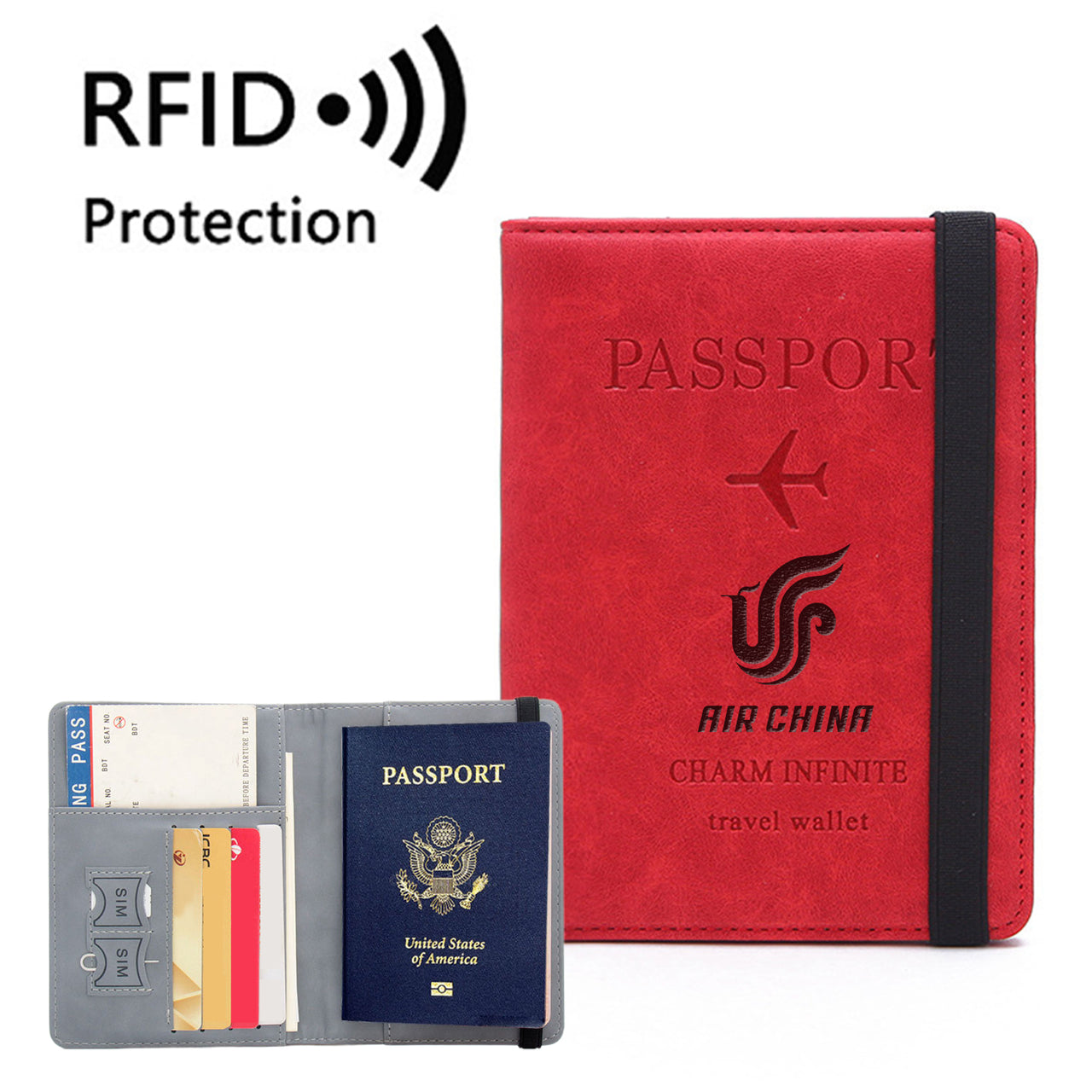 Air China Airlines Designed Passport Cover Travel Wallet Passport Holder