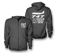 Thumbnail for Boeing 747 - Queen of the Skies (2) Designed Zipped Hoodies