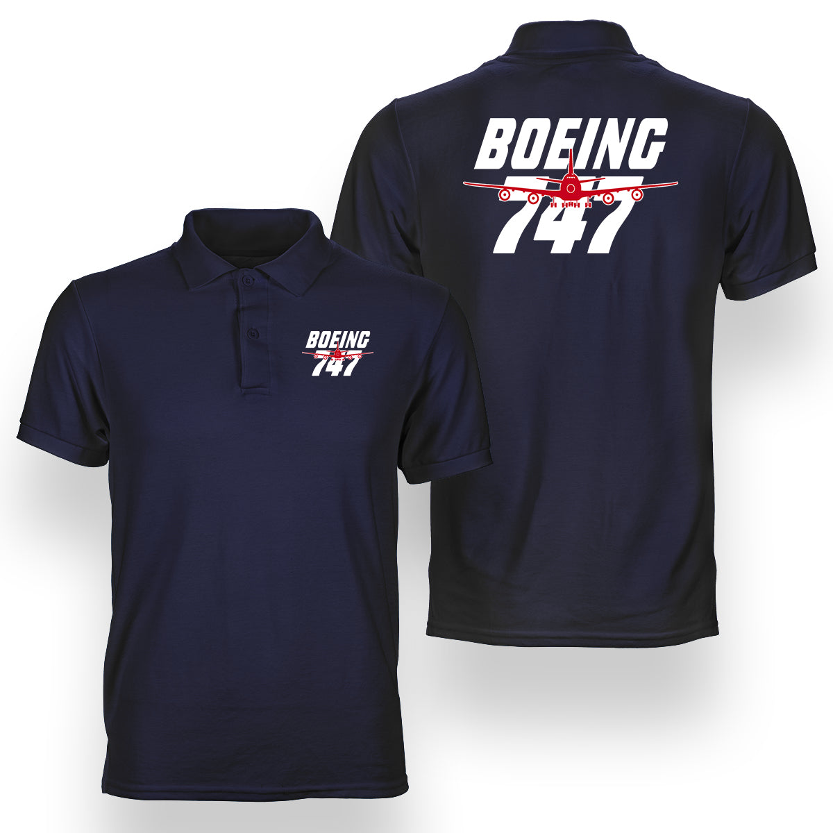 Amazing Boeing 747 Designed Double Side Polo T-Shirts