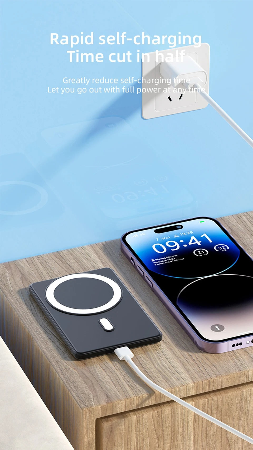 5000mAh 15W Magnetic Wireless Power Bank for Magsafe