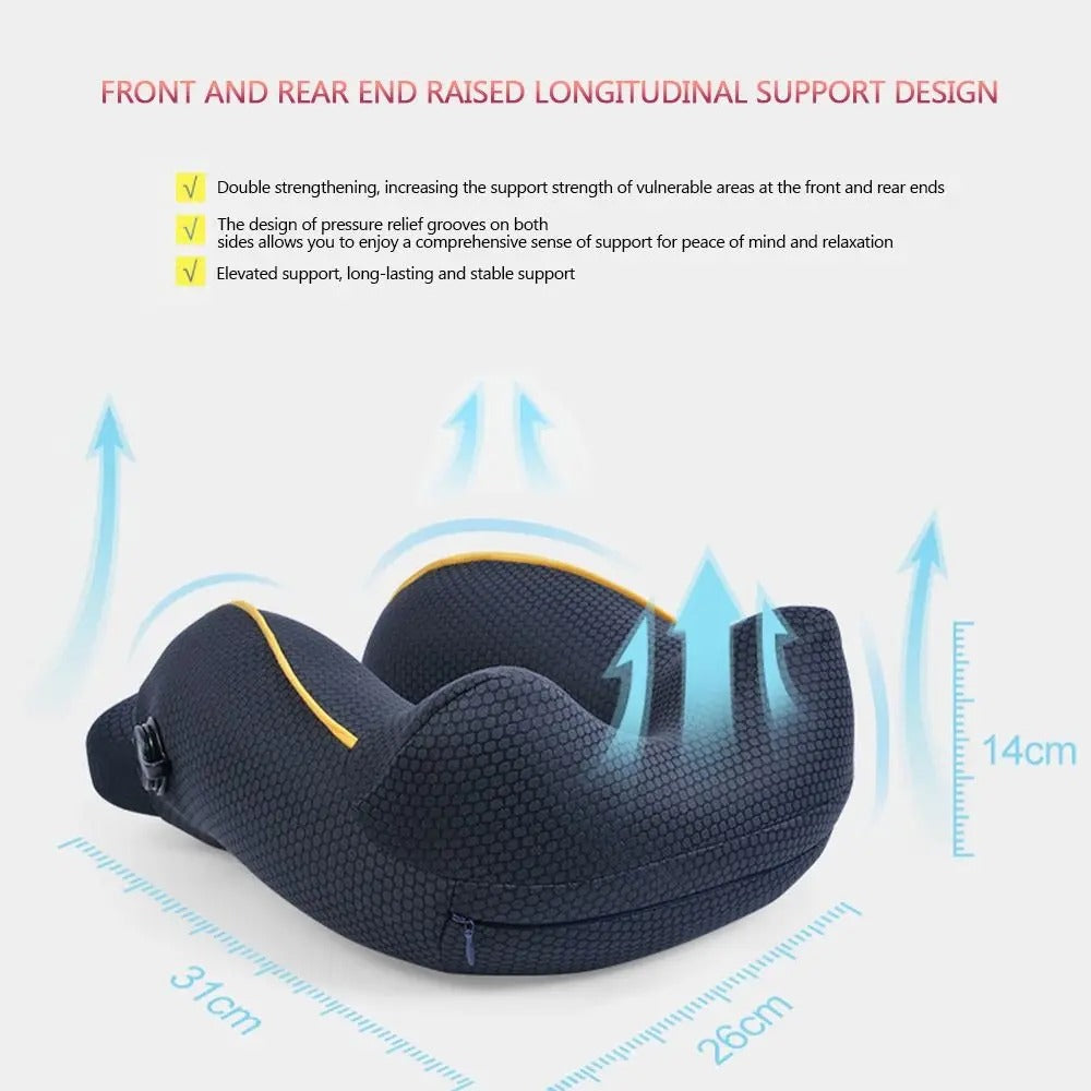 Elastic Foldable Inflatable U-Shaped Neck Pillow for Airplanes