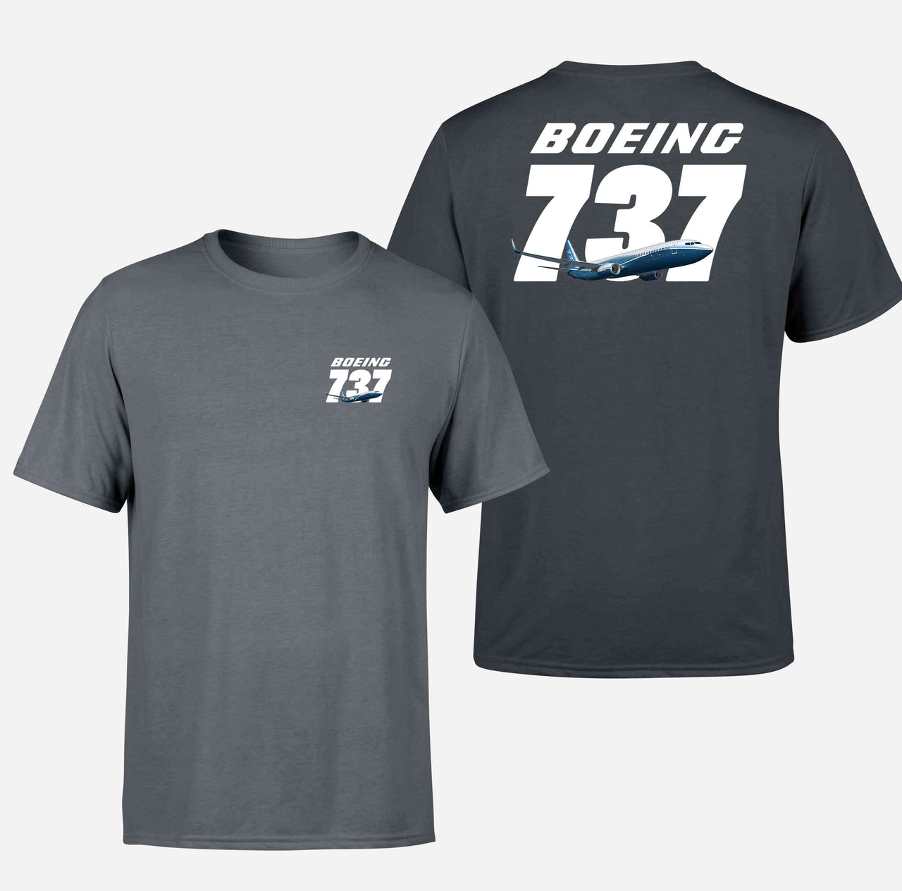 Super Boeing 737+Text Designed Double-Side T-Shirts