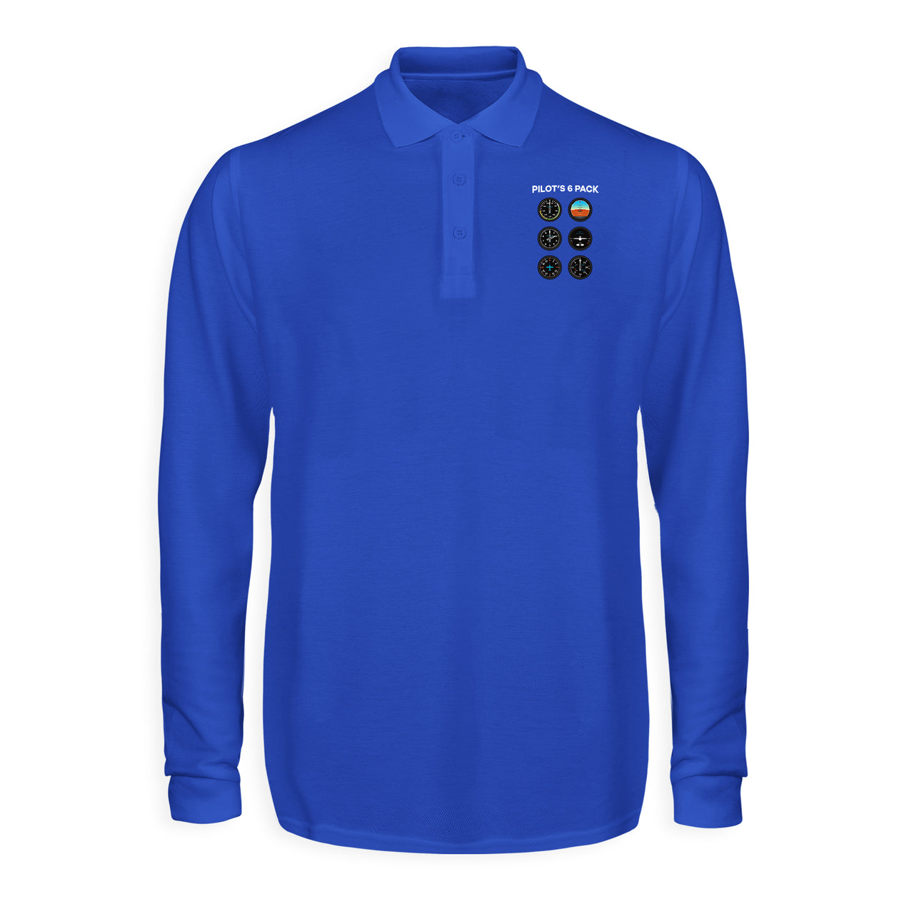 Pilot's 6 Pack Designed Long Sleeve Polo T-Shirts