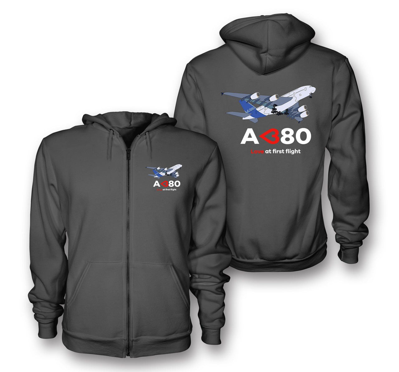 Airbus A380 Love at first flight Designed Zipped Hoodies