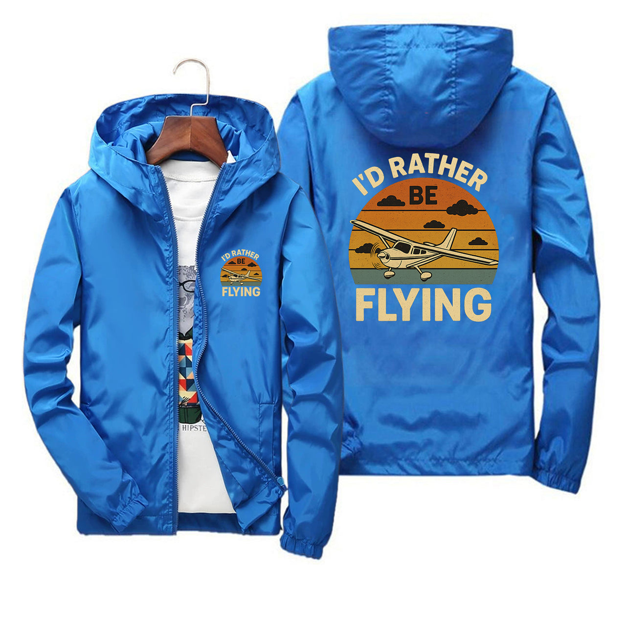 Retro I'D Rather Be Flying Designed Thin Windbreaker Jackets