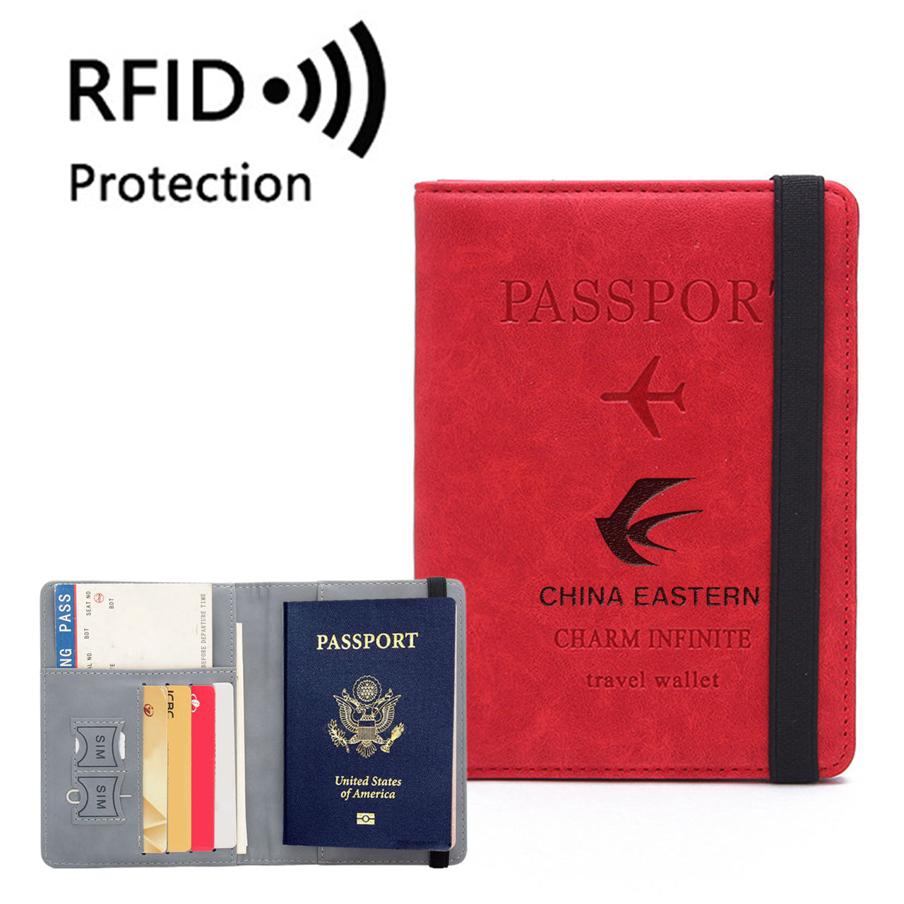 China Eastern Airlines Designed Passport Cover Travel Wallet Passport Holder