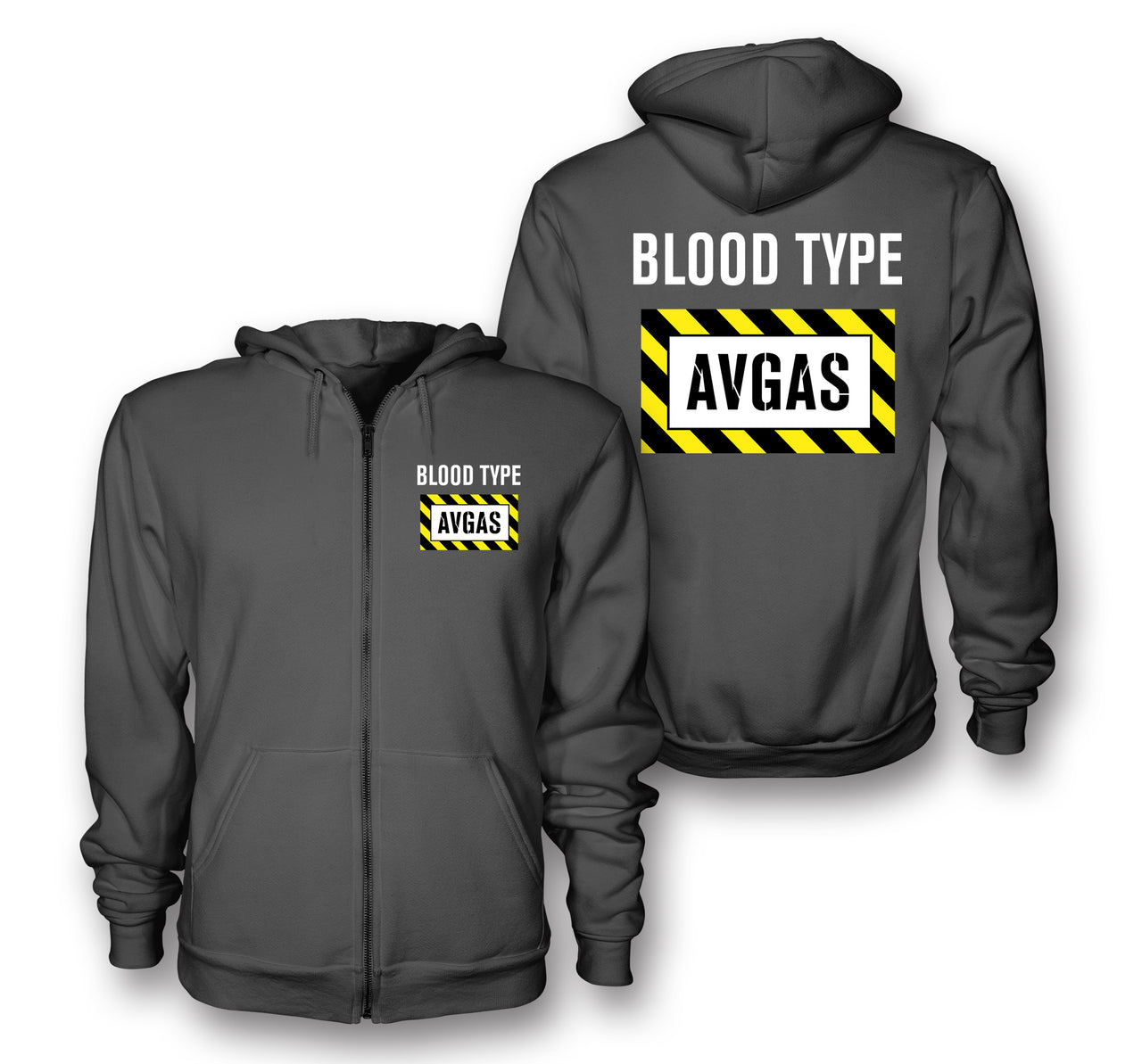 Blood Type AVGAS Designed Zipped Hoodies