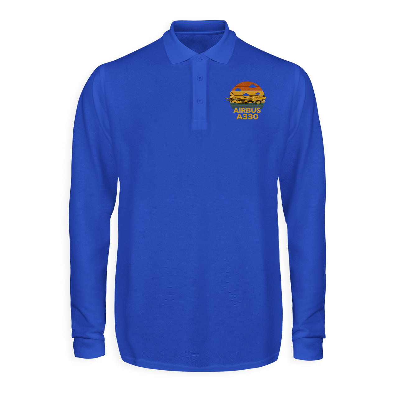 Retro Airbus A330 Designed Long Sleeve Polo T-Shirts