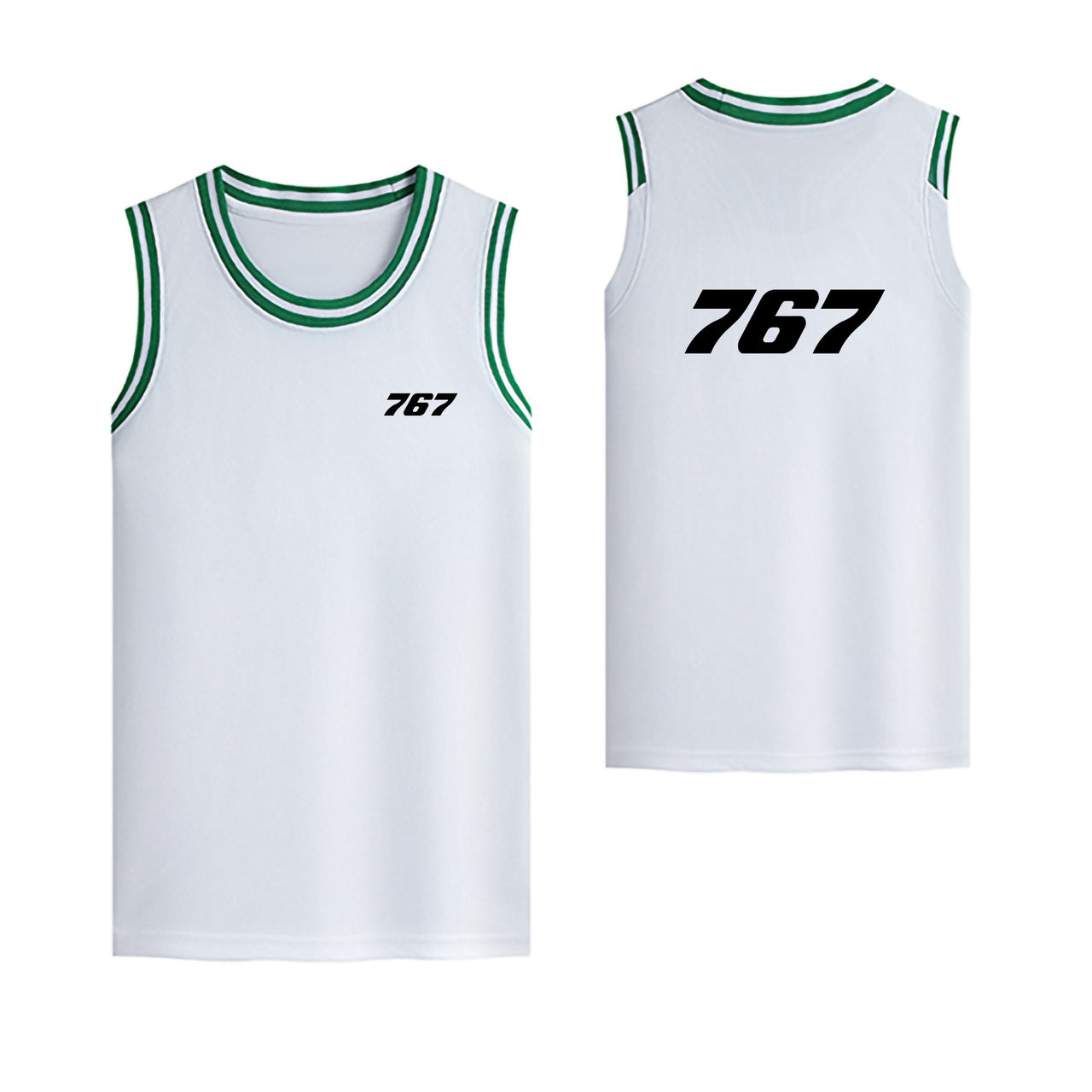 767 Flat Text Designed Basketball Style Sports Tank Tops