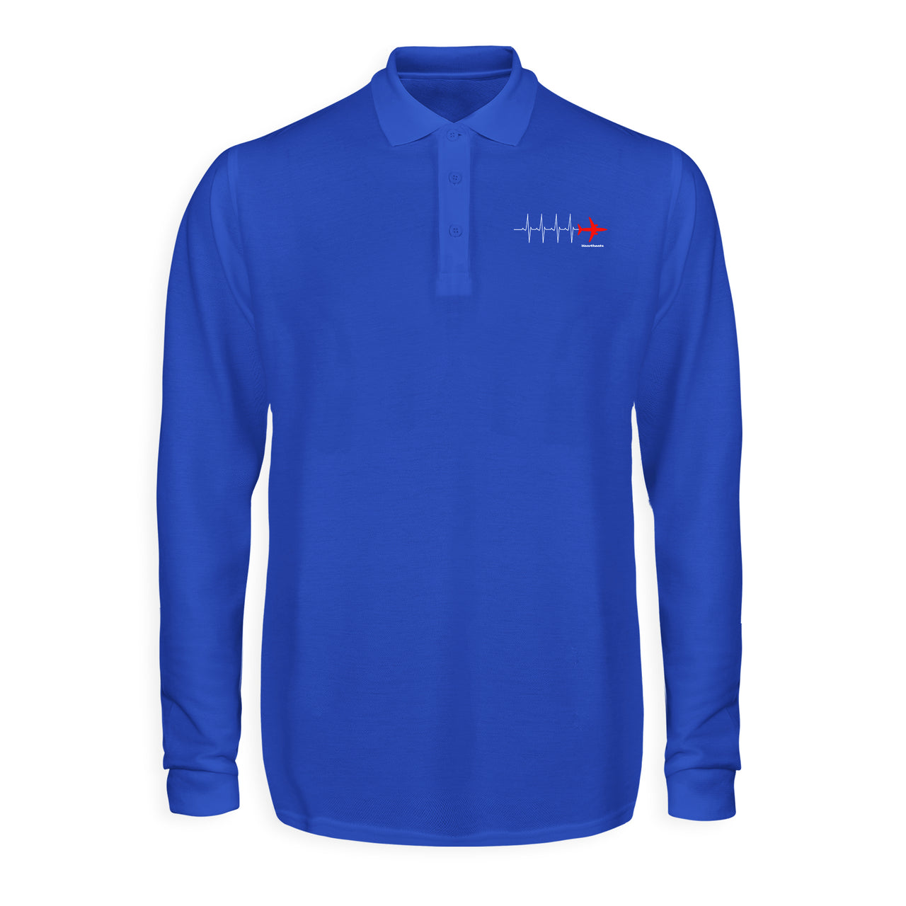 Aviation Heartbeats Designed Long Sleeve Polo T-Shirts