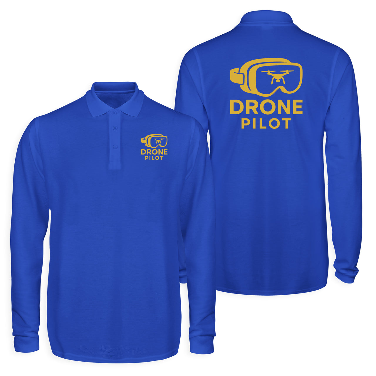 Googles & Drone Pilot Designed Long Sleeve Polo T-Shirts (Double-Side)