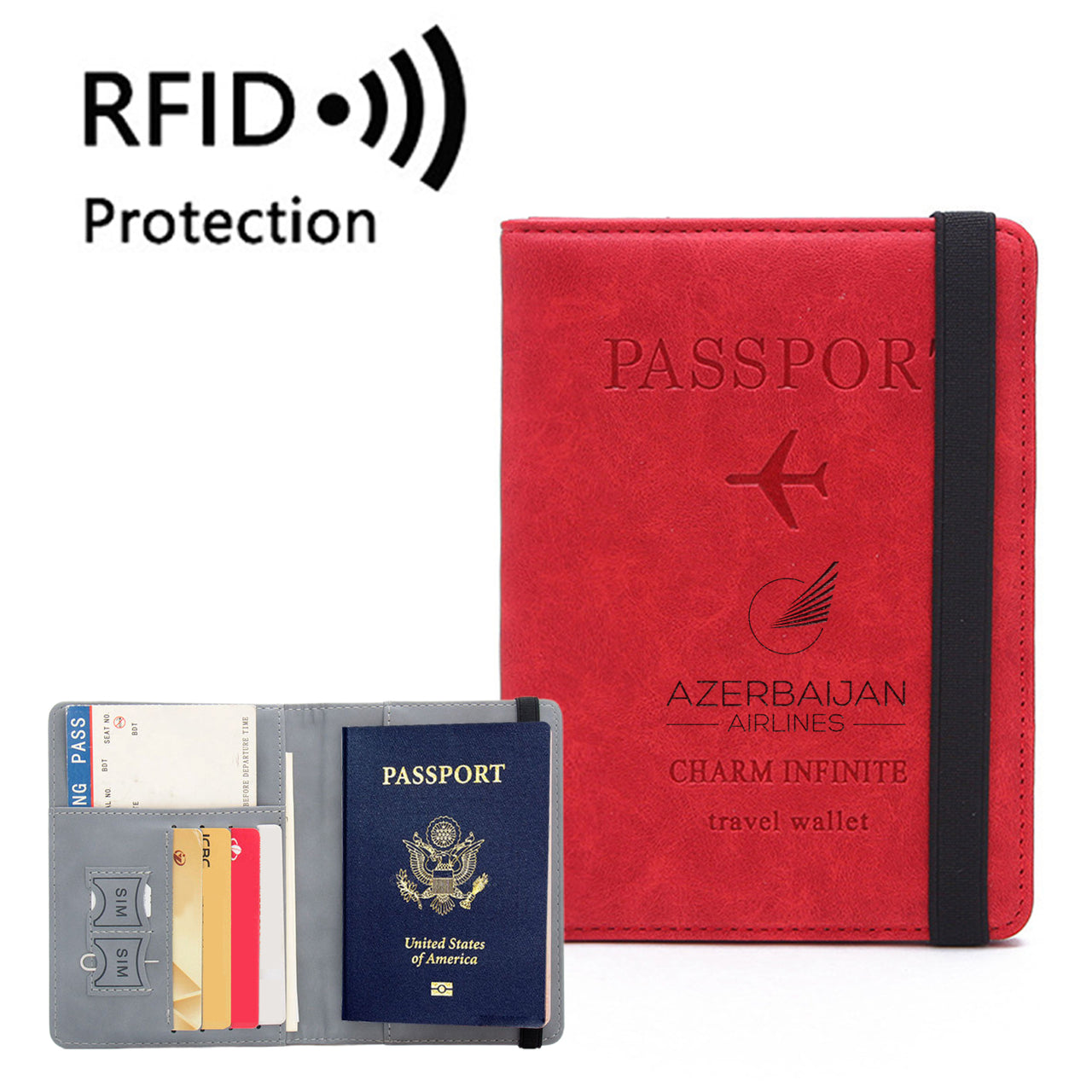 Azerbaijan Airlines Designed Passport Cover Travel Wallet Passport Holder