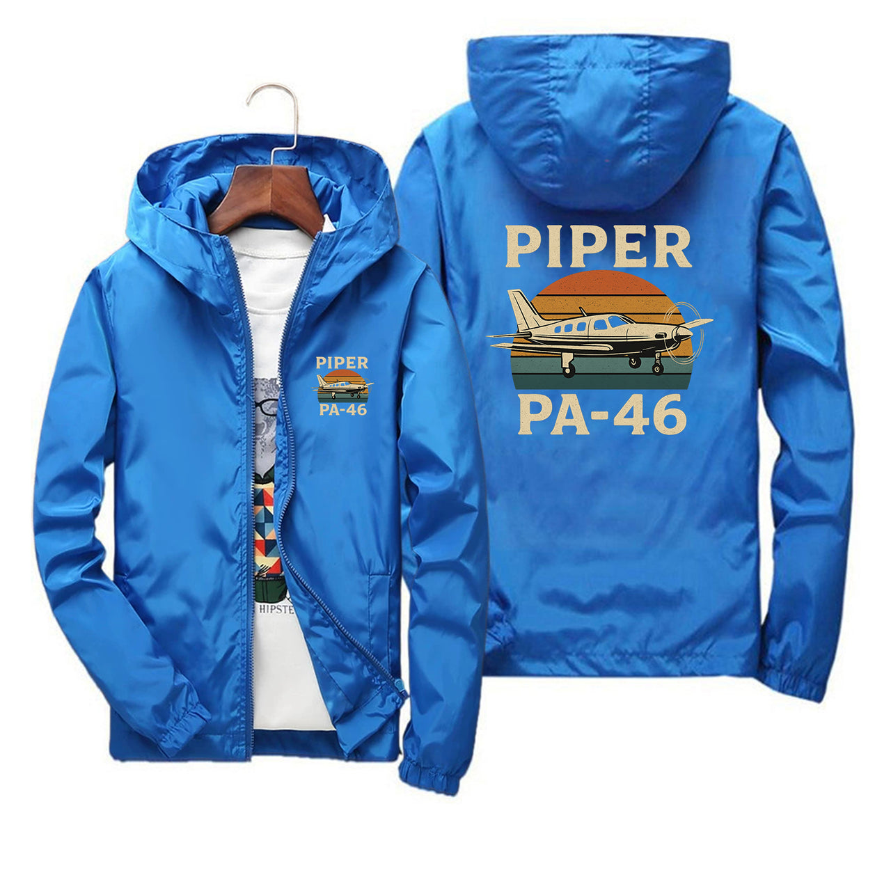 Retro Piper PA-46 Designed Thin Windbreaker Jackets