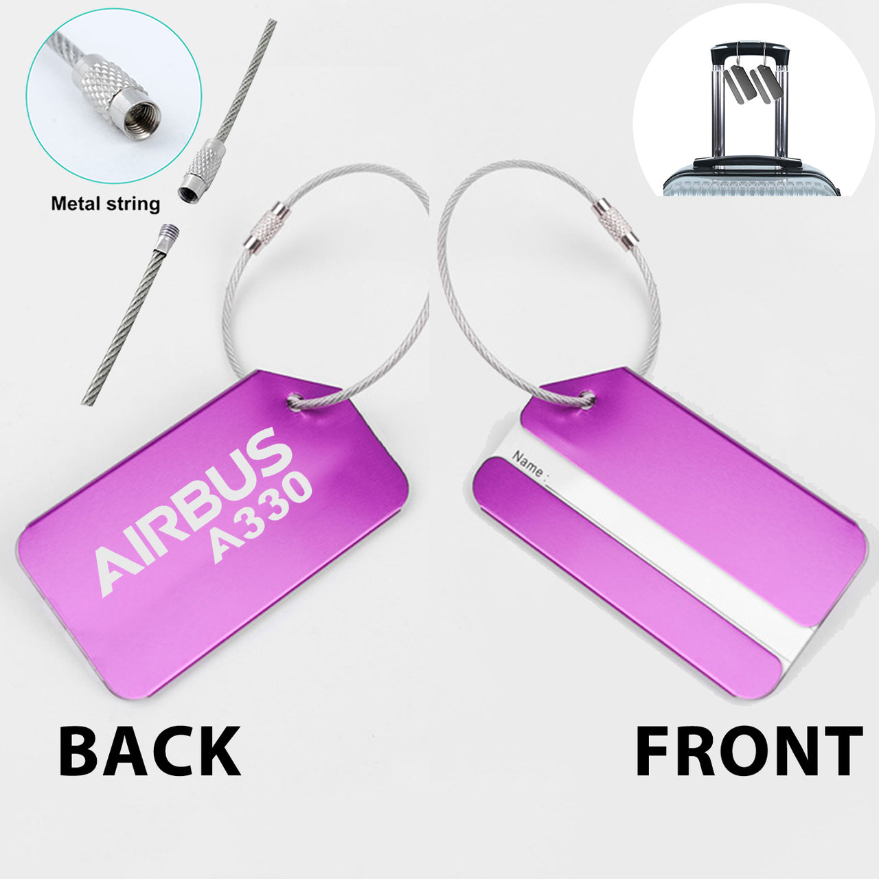 Airbus A330 & Text Designed Fashion Metal Luggage Tags