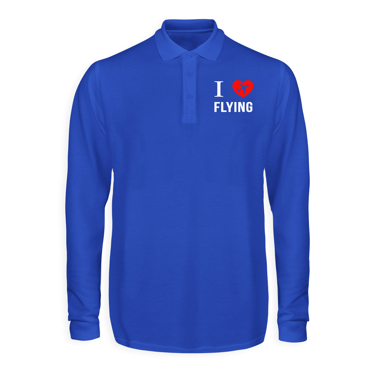 I Love Flying Designed Long Sleeve Polo T-Shirts