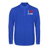 Thumbnail for I Love Flying Designed Long Sleeve Polo T-Shirts