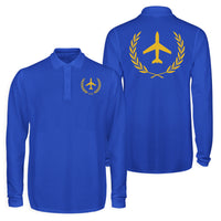 Thumbnail for Leaf & Airplane Designed Long Sleeve Polo T-Shirts (Double-Side)
