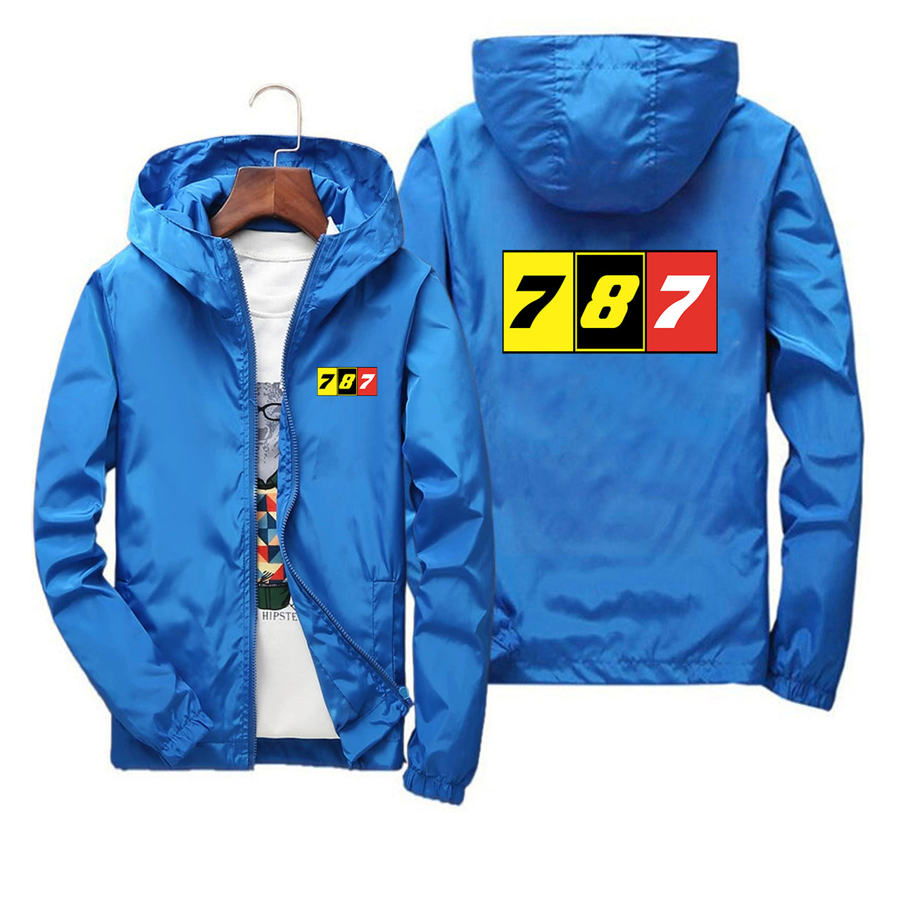 Flat Colourful 787 Designed Thin Windbreaker Jackets
