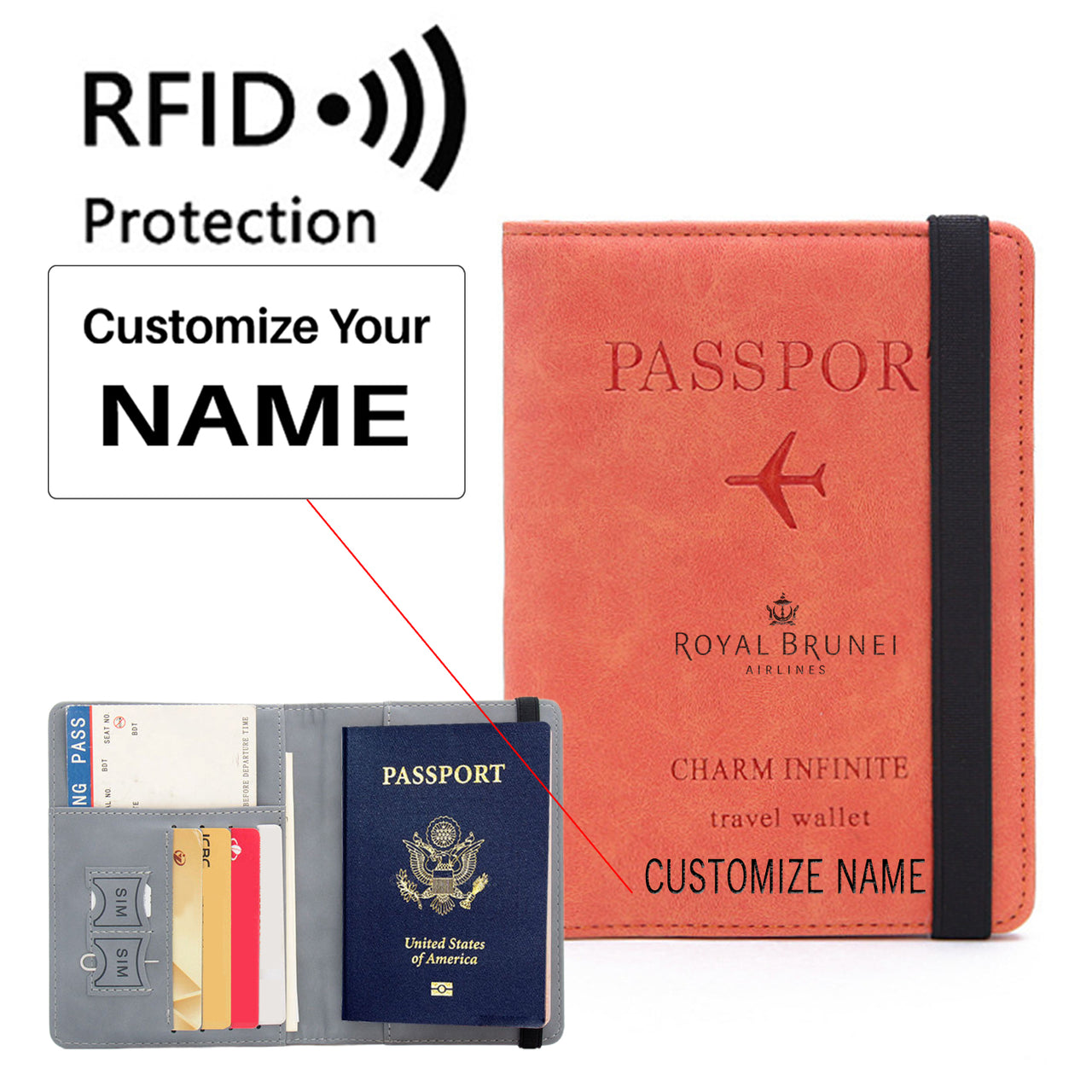 Royal Brunei Airlines Designed Passport Cover Travel Wallet Passport Holder