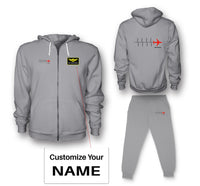 Thumbnail for Aviation Heartbeats Designed Zipped Hoodies & Sweatpants Set