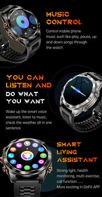 Thumbnail for KT88 Sports Smart Watch: 1.7 Inch Fitness Recording Flashlight, Compass & Large Battery