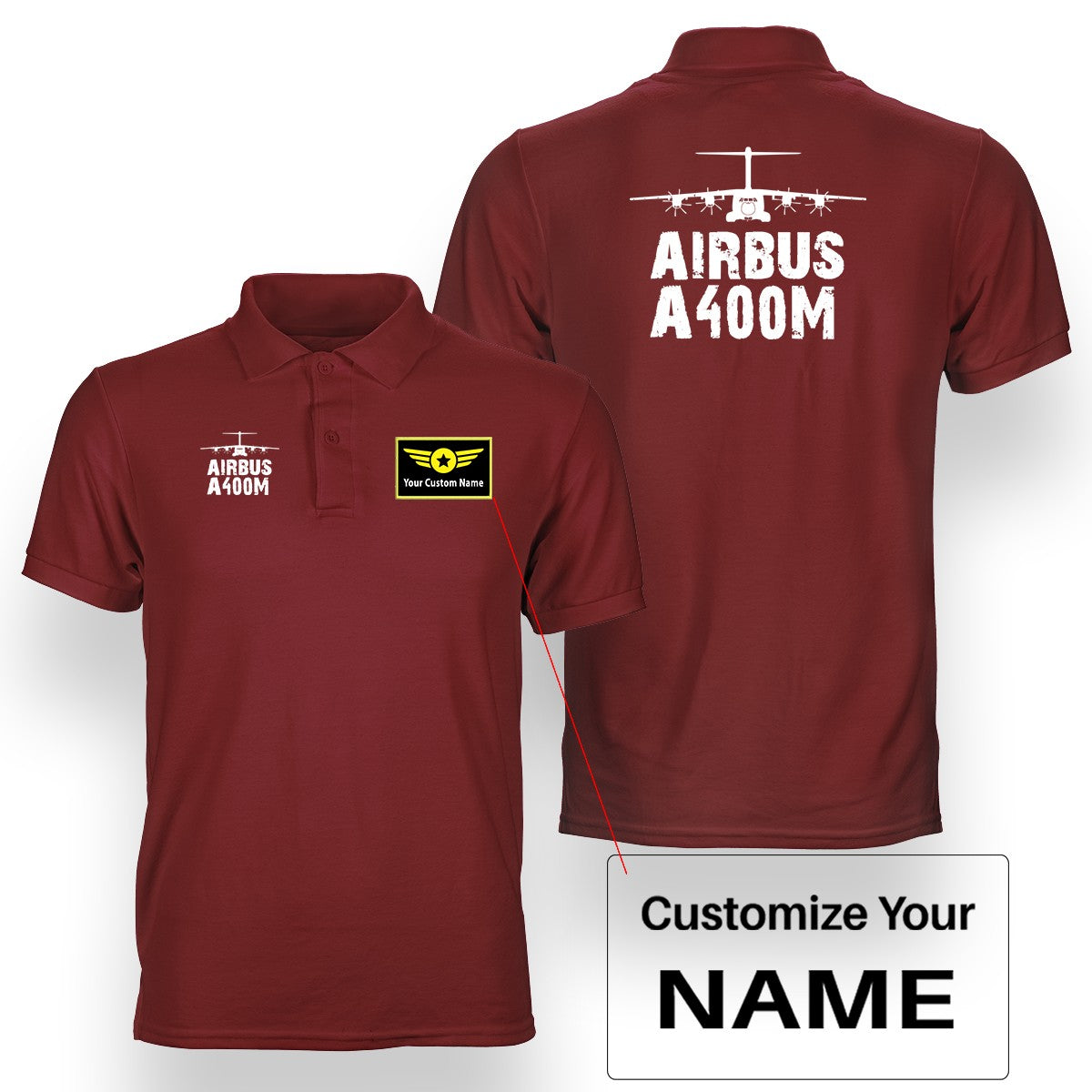 Airbus A400M & Plane Designed Double Side Polo T-Shirts