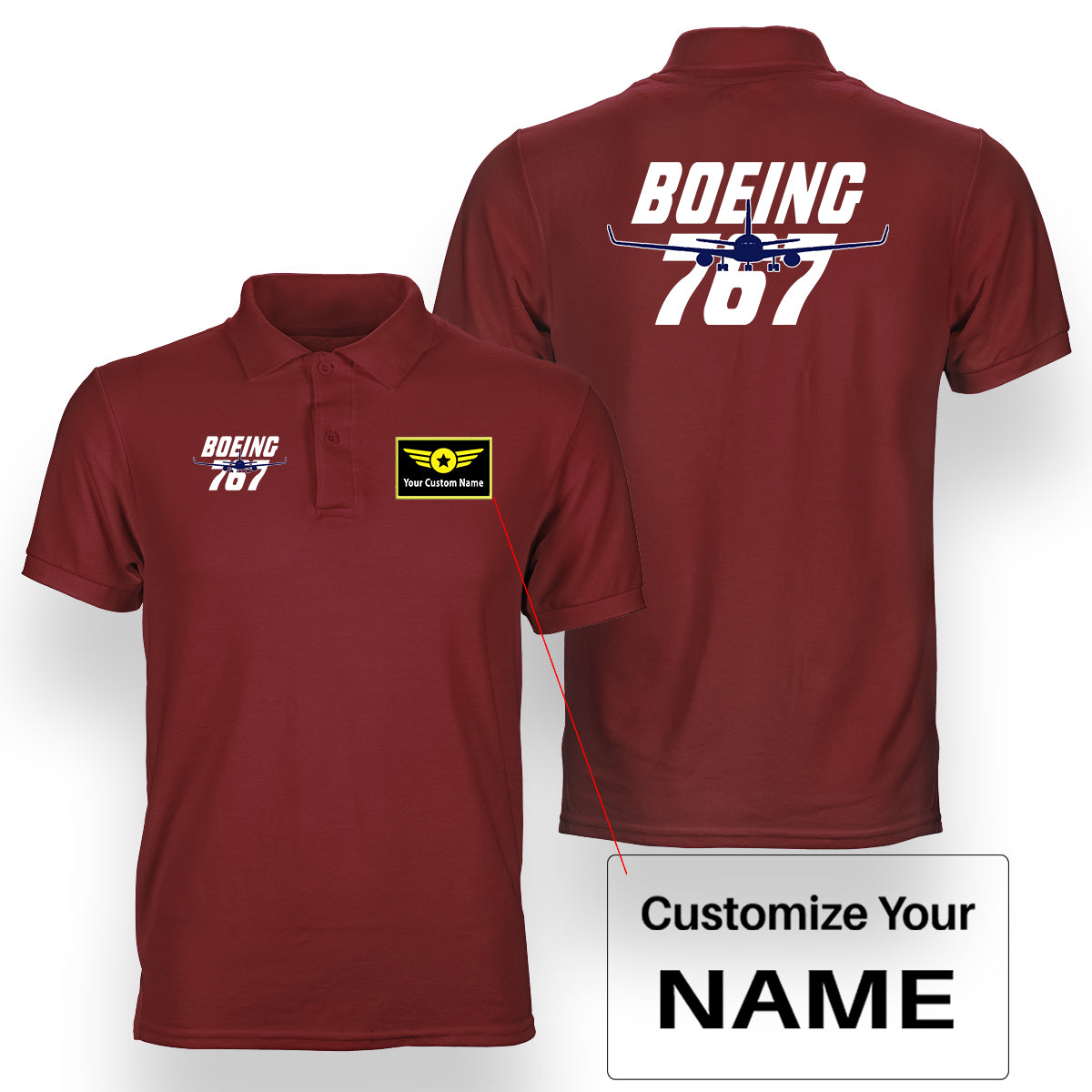 Amazing Boeing 767 Designed Double Side Polo T-Shirts