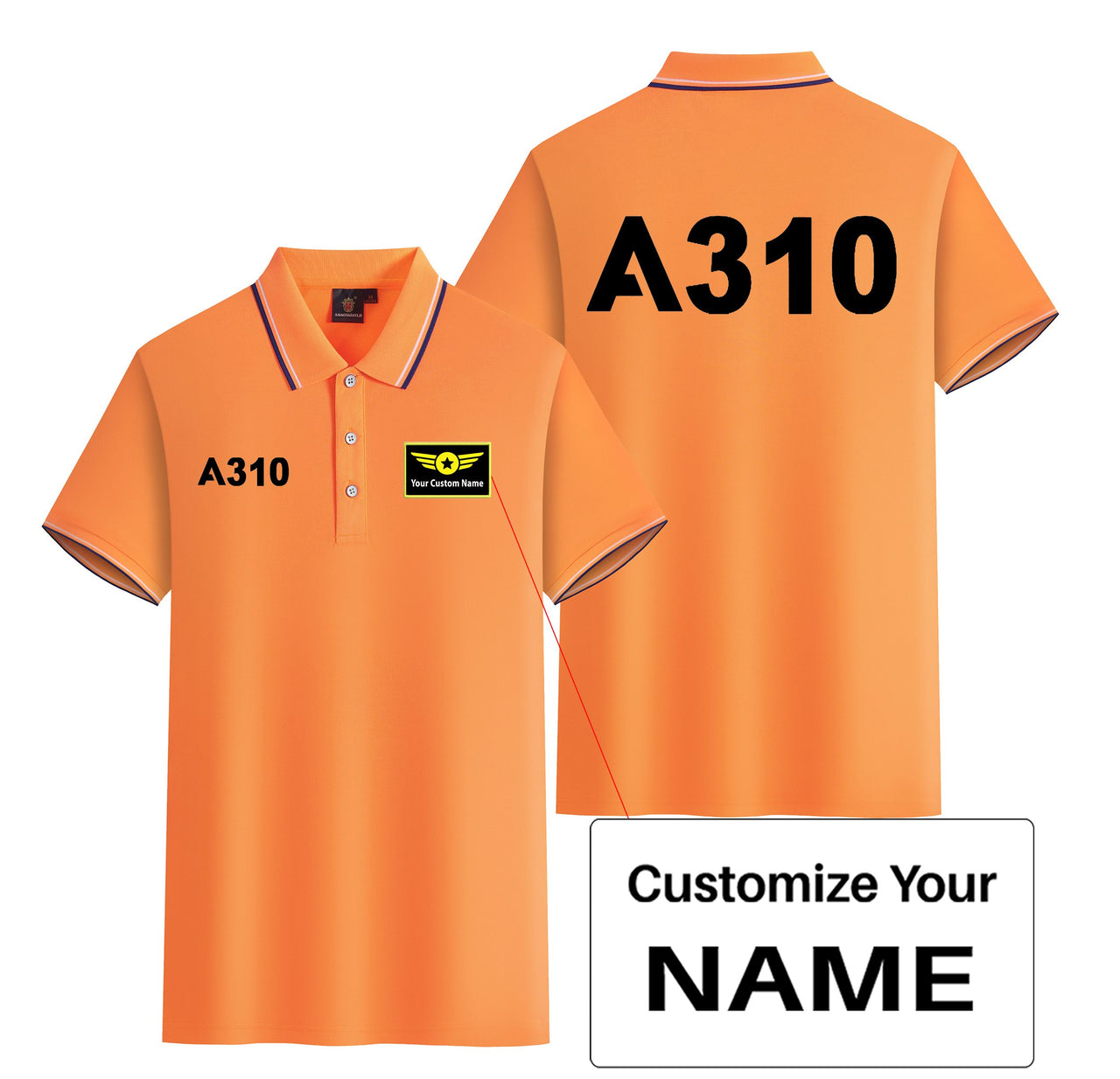 A310 Flat Text Designed Stylish Polo T-Shirts (Double-Side)