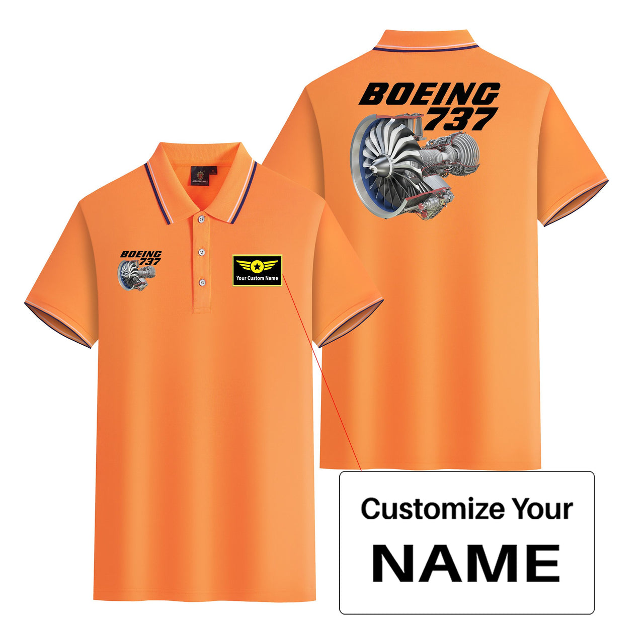 Boeing 737+Text & CFM LEAP-1 Engine Designed Stylish Polo T-Shirts (Double-Side)