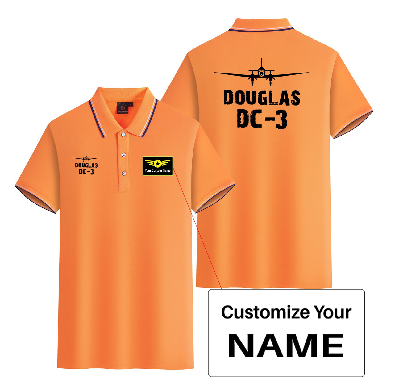 Douglas DC-3 & Plane Designed Stylish Polo T-Shirts (Double-Side)