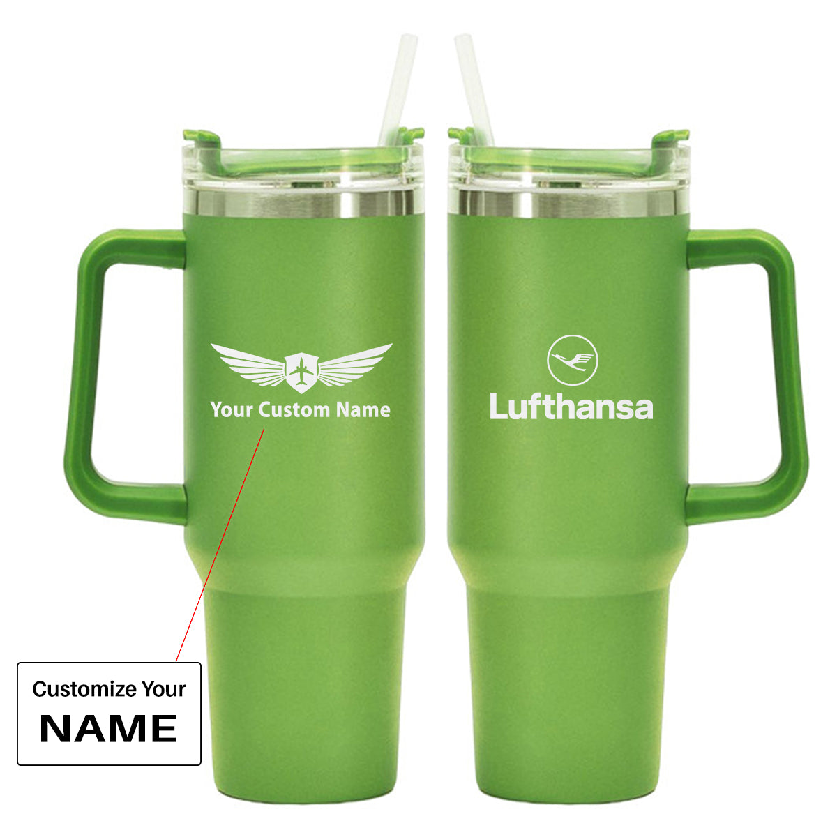Lufthansa Airlines Designed 40oz Stainless Steel Car Mug With Holder