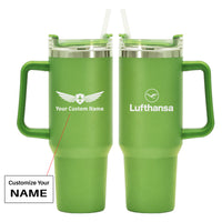 Thumbnail for Lufthansa Airlines Designed 40oz Stainless Steel Car Mug With Holder