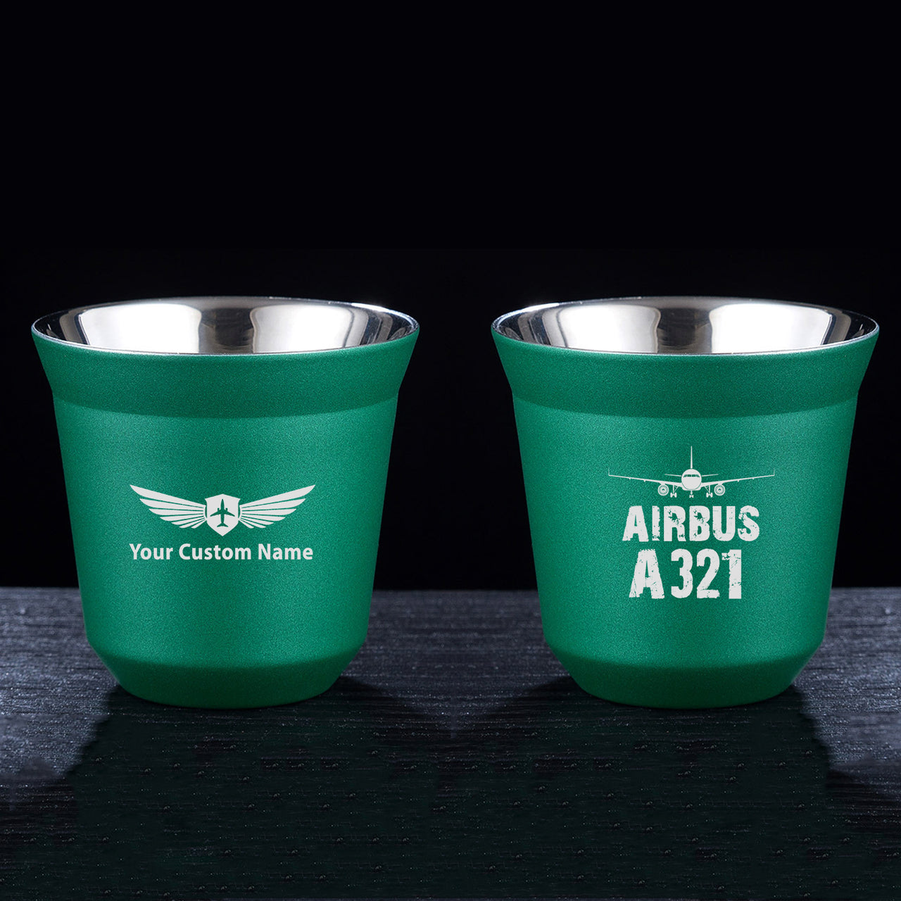 Airbus A321 & Plane Designed Double Wall Stainless Steel Coffee Mugs