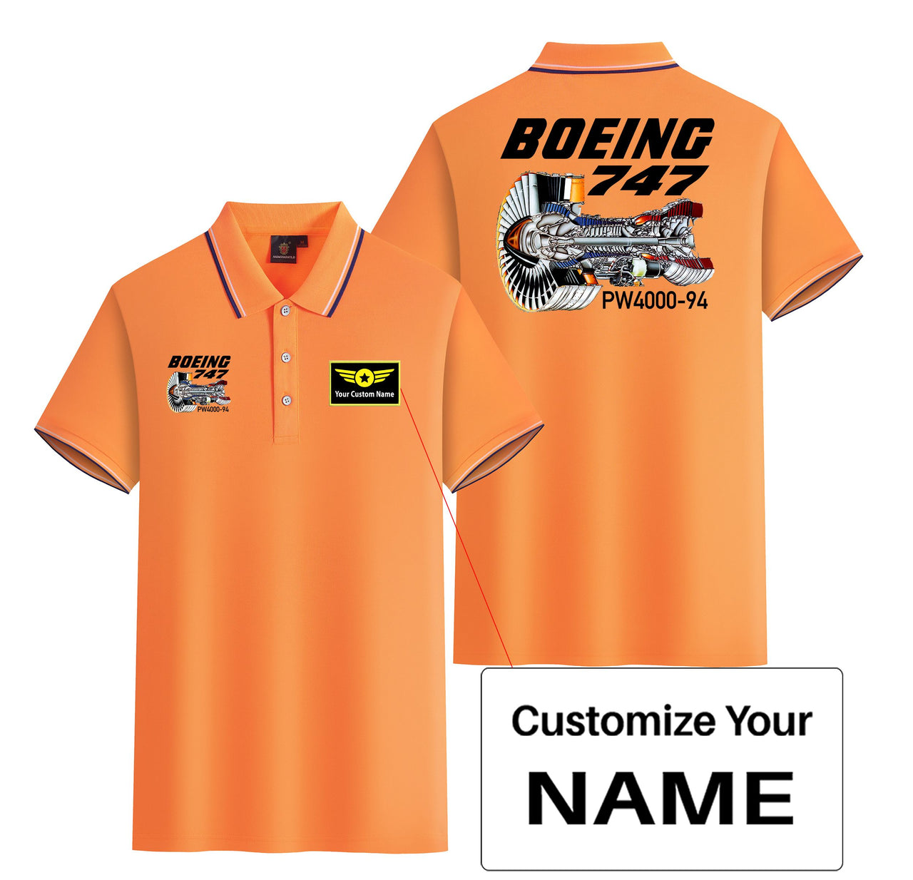 Boeing 747 & PW4000-94 Engine Designed Stylish Polo T-Shirts (Double-Side)